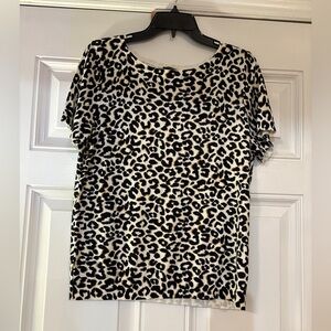 Talbots Black‎ and Cream Animal Print Blouse